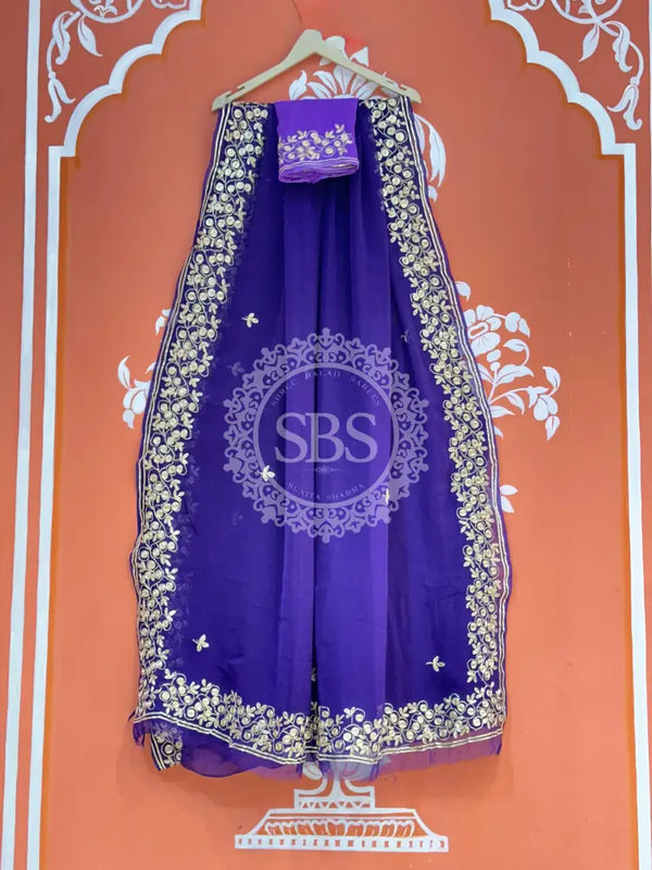 PITTAN WORK PURE CHIFFON SAREE