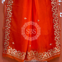 PITTAN WORK PURE CHIFFON SAREE