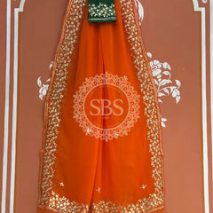 PITTAN WORK PURE CHIFFON SAREE