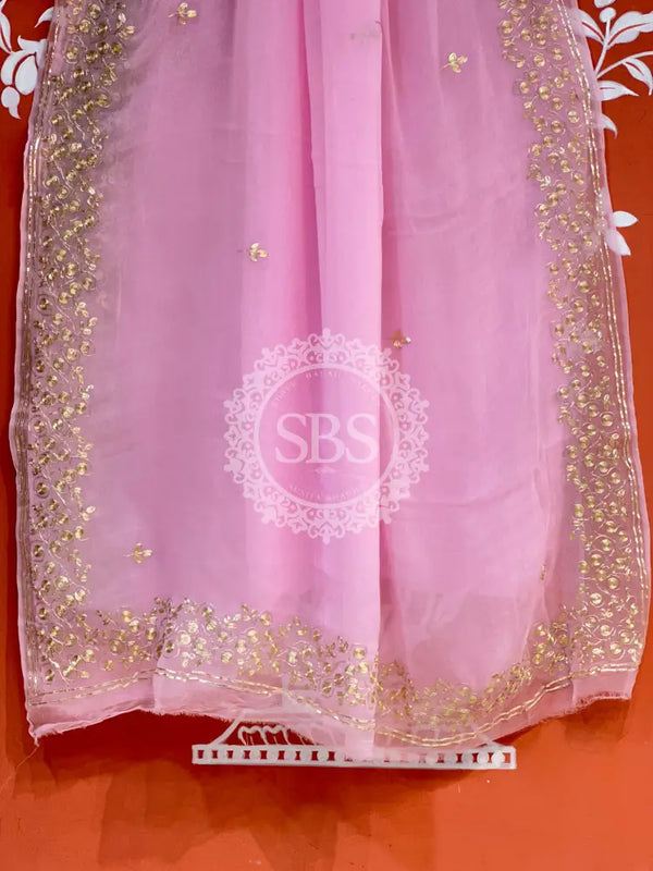 PITTAN WORK PURE CHIFFON SAREE