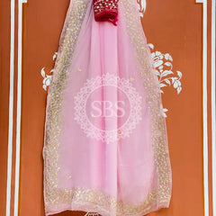 PITTAN WORK PURE CHIFFON SAREE