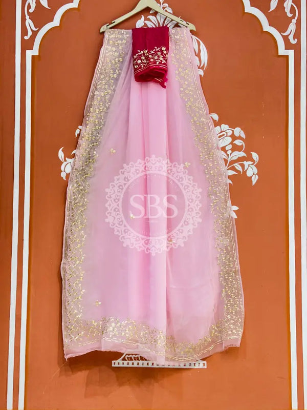 PITTAN WORK PURE CHIFFON SAREE