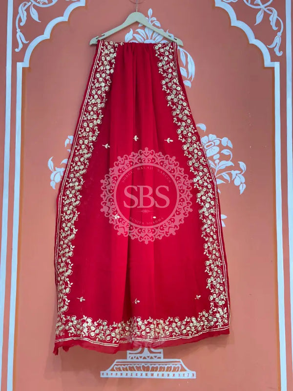 PITTAN WORK PURE CHIFFON SAREE