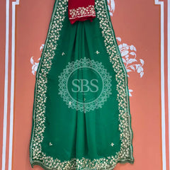 PITTAN WORK PURE CHIFFON SAREE