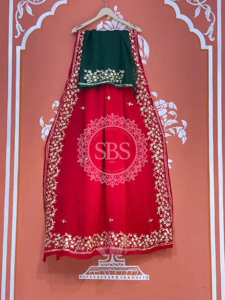 PITTAN WORK PURE CHIFFON SAREE