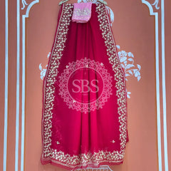 PITTAN WORK PURE CHIFFON SAREE