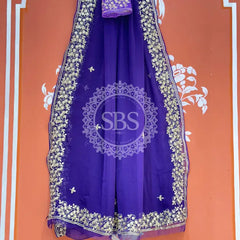 PITTAN WORK PURE CHIFFON SAREE