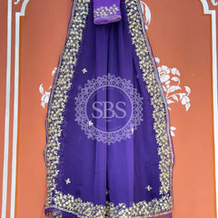 PITTAN WORK PURE CHIFFON SAREE