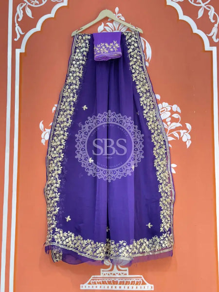 PITTAN WORK PURE CHIFFON SAREE