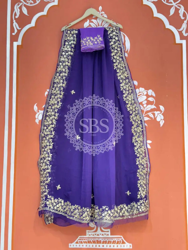 PITTAN WORK PURE CHIFFON SAREE