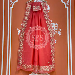 PITTAN WORK PURE CHIFFON SAREE