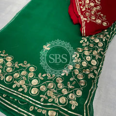 PITTAN WORK PURE CHIFFON SAREE