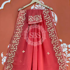 PITTAN WORK PURE CHIFFON SAREE