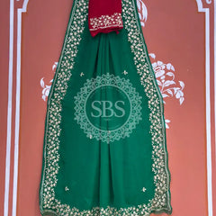 PITTAN WORK PURE CHIFFON SAREE