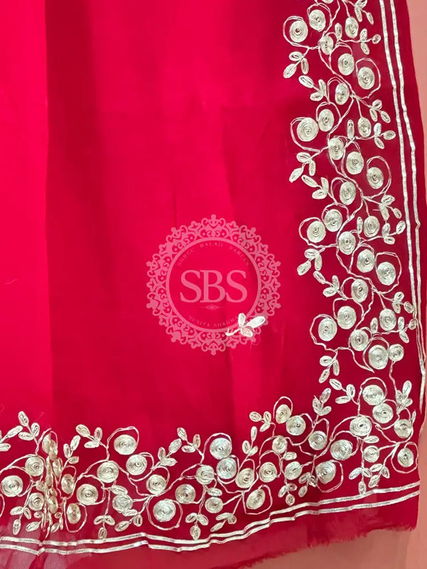 PITTAN WORK PURE CHIFFON SAREE