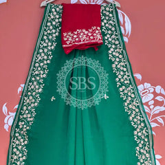 PITTAN WORK PURE CHIFFON SAREE