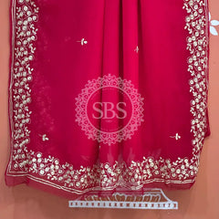 PITTAN WORK PURE CHIFFON SAREE