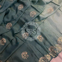 PITTAN WORK UPADA SILK SAREE Light Blue / Free Size