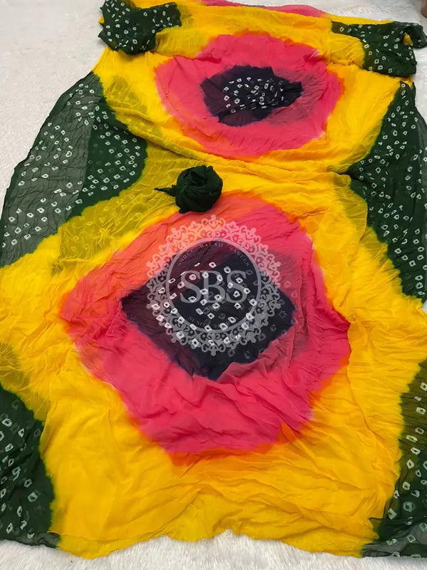 Pure Chiffon Bandhej Saree