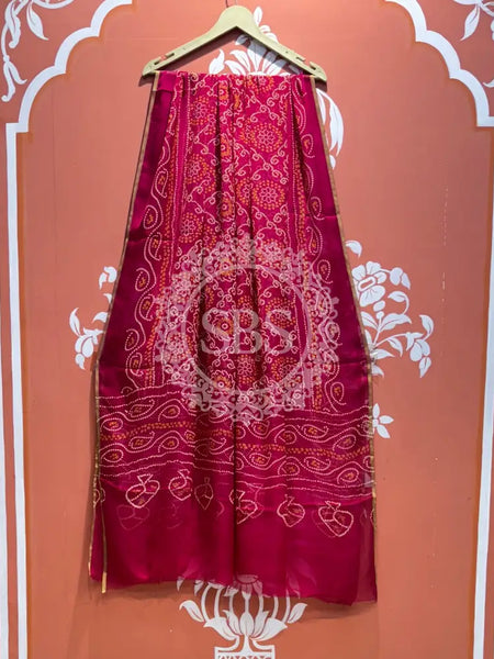 PURE CHIFFON BHANDEJ DUPATTA Maroon