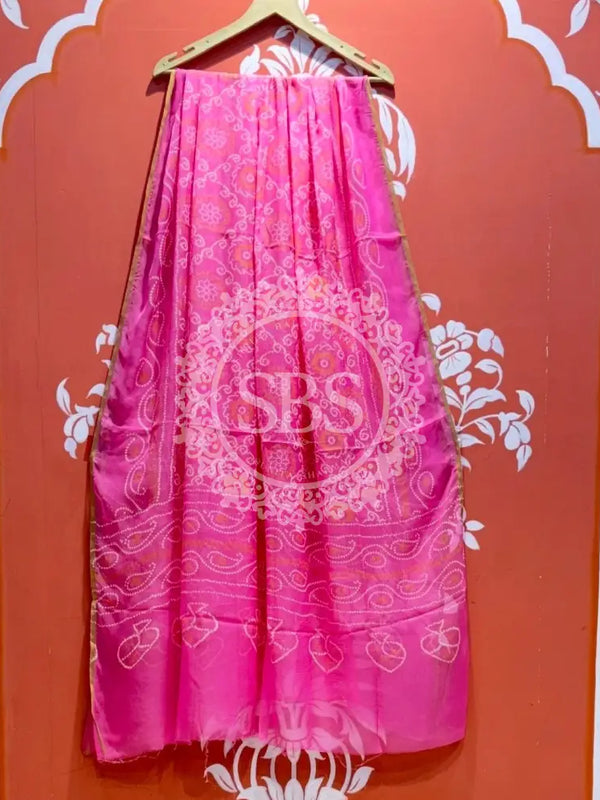 PURE CHIFFON BHANDEJ DUPATTA Pink
