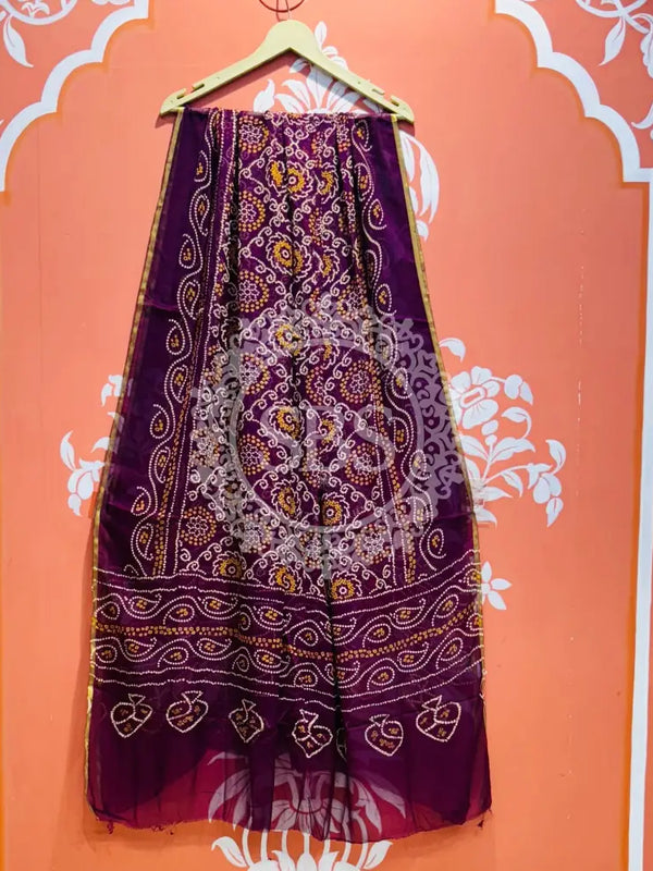 PURE CHIFFON BHANDEJ DUPATTA Purple