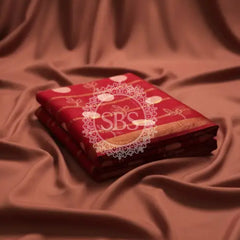 Pure Chiffon Handwork Saree Red / Free Size