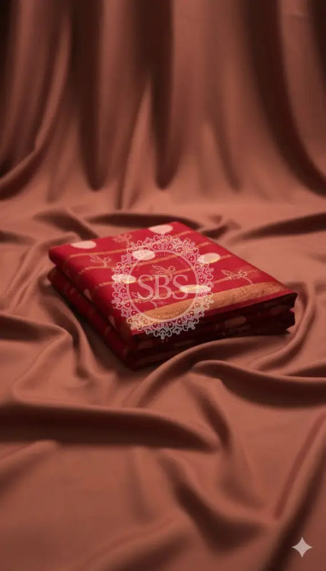 Pure Chiffon Handwork Saree Red / Free Size