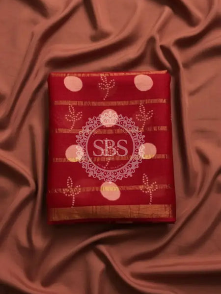 Pure Chiffon Handwork Saree Red / Free Size