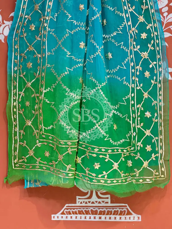 PURE CHIFFON KACHI PATTI SAREE