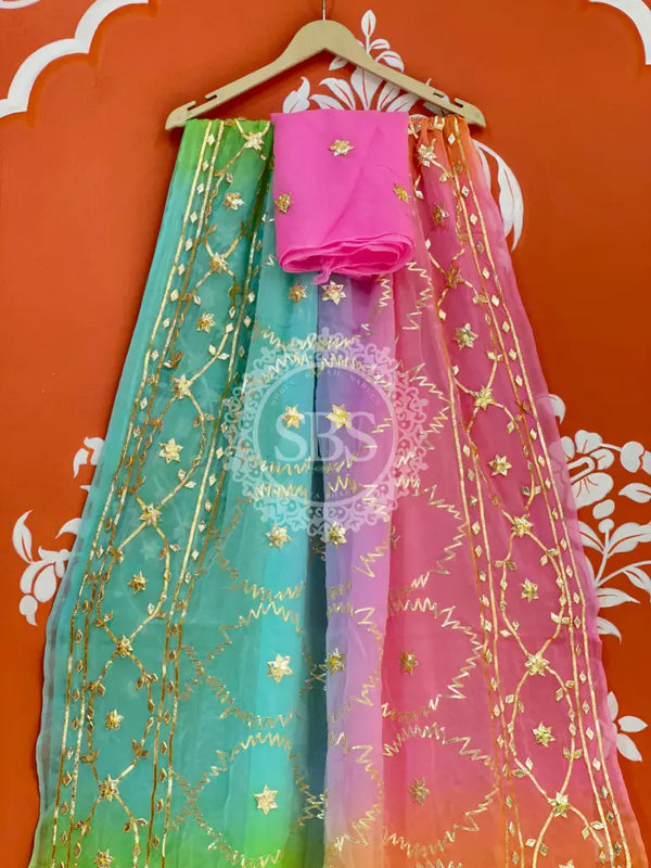 PURE CHIFFON KACHI PATTI SAREE