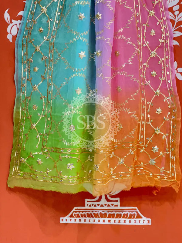 PURE CHIFFON KACHI PATTI SAREE