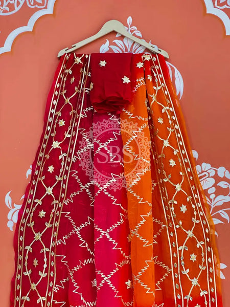 PURE CHIFFON KACHI PATTI SAREE