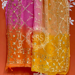 PURE CHIFFON KACHI PATTI SAREE