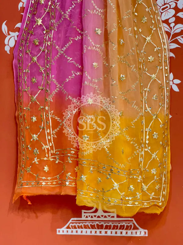PURE CHIFFON KACHI PATTI SAREE