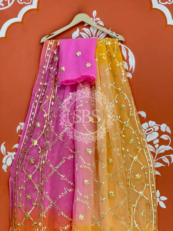 PURE CHIFFON KACHI PATTI SAREE