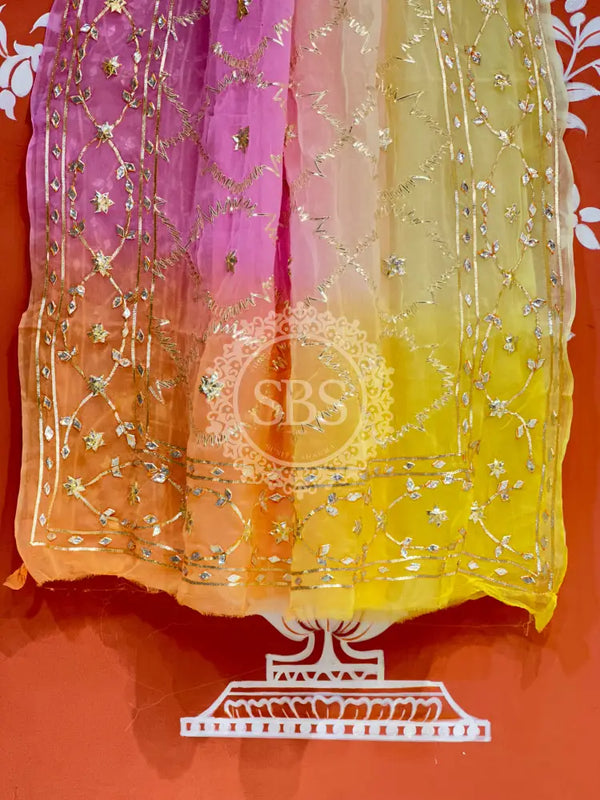 PURE CHIFFON KACHI PATTI SAREE