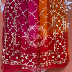 PURE CHIFFON KACHI PATTI SAREE