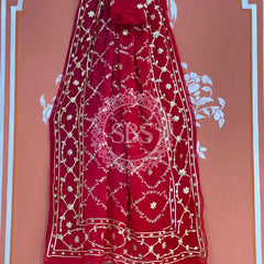 PURE CHIFFON KACHI PATTI SAREE Maroon / Free Size