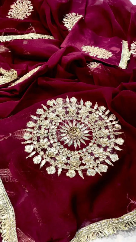 Pure Chifon mandana Kacchi patti Saree Saree