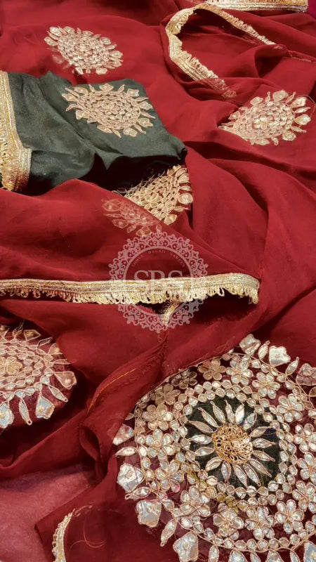 Pure Chifon mandana Kacchi patti Saree Saree
