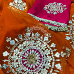 Pure Chifon mandana Kacchi patti Saree Saree