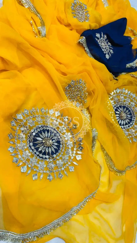 Pure Chifon mandana Kacchi patti Saree Saree