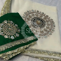 Pure Chifon mandana Kacchi patti Saree Saree