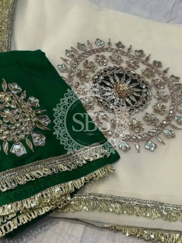 Pure Chifon mandana Kacchi patti Saree Saree