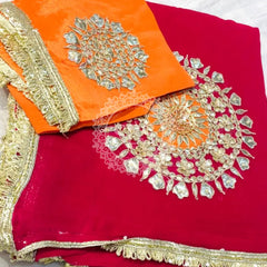 Pure Chifon mandana Kacchi patti Saree Saree