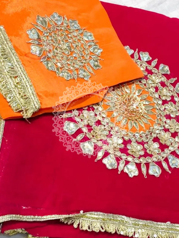 Pure Chifon mandana Kacchi patti Saree Saree