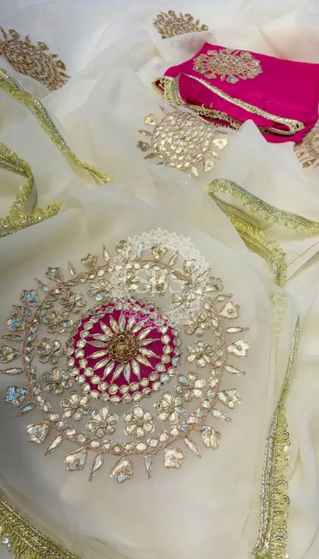 Pure Chifon mandana Kacchi patti Saree Saree