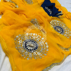 Pure Chifon mandana Kacchi patti Saree Saree