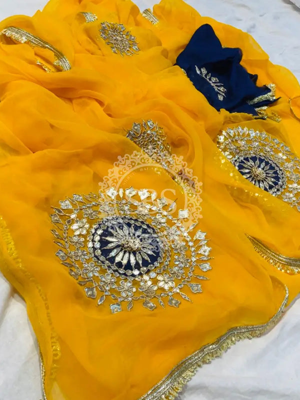Pure Chifon mandana Kacchi patti Saree Saree